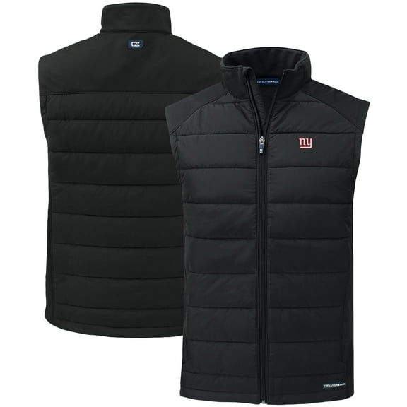Men's Cutter & Buck Black New York Giants Primary Mark Evoke PrimaLoft Hybrid Eco Softshell Recycled Full-Zip Vest