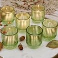 thumbnail image 1 of Portavelas Kate Aspen vintage de cristal acanalado verde (juego de 6), 1 of 8