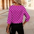 thumbnail image 6 of JoveMarine Women's V-Neck 3/4 Sleeve Satin Blouse with Polka Dot Print Loose Fit Lightweight Top for Spring/Summer Daily Wear Hot Pink XL, 6 of 6