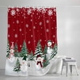 thumbnail image 3 of Shower Curtains for Bathroom, Red Christmas Snowman Waterproof Fabric Shower Curtain, Xmas Snowflake Tree Winter Decorative Bathroom Curtain for Bathtub, 72"x84", No Hooks Included, 3 of 9