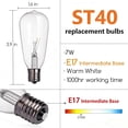 thumbnail image 2 of PLUHKN-10 Pack LED Edison Light Bulbs, ST40 Clear Replacement Bulb 0.6W fits E17 C9 Screw Base, Vintage Dimmable Shatterproof Bulbs for Outdoor Patio ST40 String Lights, Warm White, 2 of 4