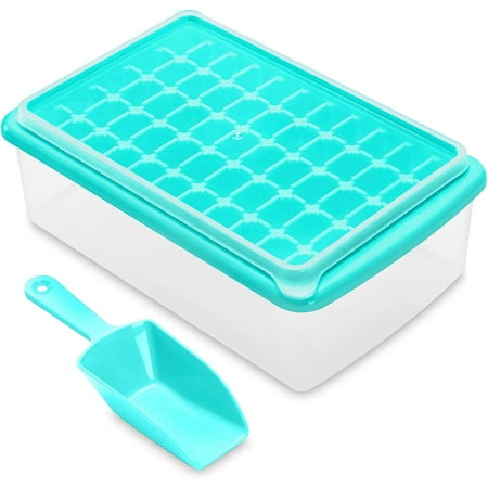 

Ice Cube Trays for Freezer with Lid and Storage Container Easy Release 55 Mini Nugget Ice Cubes Maker Tray with Cover Bin Scooper Flexible Durable Plastic Ice Mold & Box BPA Free