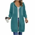 thumbnail image 5 of Zipper Long Hoodies for Women, Oversized Jacket Coat with Pocket, Casual Fall Long Sleeve Sweatshirts, 5 of 6