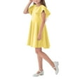 thumbnail image 3 of NAISIBABY Girls Flare Dress, Solid Color Ruffled Sleeve Summer Casual Princess Dress Yellow 9-10T, 3 of 4