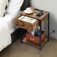 thumbnail image 2 of Oumilen Adult Nightstand End Table with Charging Station, USB Ports, Drawer and Storage Shelf, Rustic Brown, 2 of 7