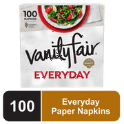 Vanity Fair Everyday Disposable Paper Napkins, White, 100 Count