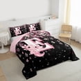 thumbnail image 3 of Manfei Girls Pink Monogrammed Queen Comforter Set 3 Pieces, Personalized Letter E Bedding Sets, Kawaii Axolotl Cherry Blossoms Bedding Comforter Set, Luxury Bedroom Decor, 3 of 8