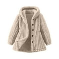 thumbnail image 3 of Atogsazn Kids Girls Fuzzy Knitted Jacket Children Loose Button Down Long Sleeve Hooded Coat Winter Warm Tops Clothes Beige 14-15 Years Fashion, 3 of 6