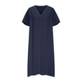 thumbnail image 4 of Stylish SMihono Womens Summer Dress Oversized High Waist Short Sleeve Short Dress Classic Casual Vacation Dress Basic Boutique Dress Navy M, 4 of 7