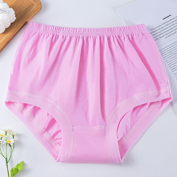 PiGOGI Women's Lace Trimmed High Waist Underwear - Breathable Triangular Panties - 95 to 120 Size Briefs Pink