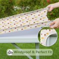 thumbnail image 6 of Yellow Brown Mushroom Small Flower White Pattern Square Fitted Tablecloth with Elastic Edge,Square Table Cover,Washable Elastic Table Cover for Home Kitchen Party Decor 34"x34", 6 of 6
