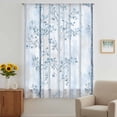 thumbnail image 3 of Blue Grey Forest Sheer Curtains 54 Inches Long, Watercolor Blue Ombre Leaves Light Filering Curtains, Breathable Simi Curtain Privacy Drapes for Kitchen Bathroom Lightweight Small Window Treatment, 3 of 9