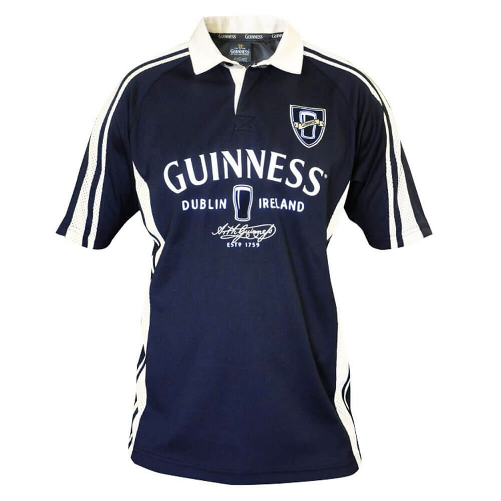 Guinness Guinness Rugby Shirt for Men, Official Guinness Shirt, Black, XL
