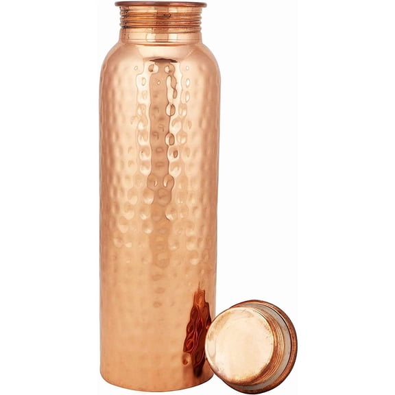 100% Pure Copper Water Bottle Joint Free, Leak Proof, Tumbler, Flask, Yoga, Health Benefits, Natural Alkaline Water, 900ml/32 Oz