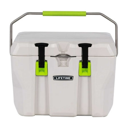 Lifetime 28 qt Bear-Resistant Camping Cooler, Premium High Performance, Ice Retention, Hard Cooler, 20 Can Capacity, Lime Green (91183)