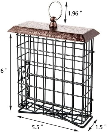 Suet Feeder Suet Bird Feeders for Outside Hanging,Squirrel Proof Suet Cakes Bird Feeder for Wild Birds,Metal Brown(Pack of 2)