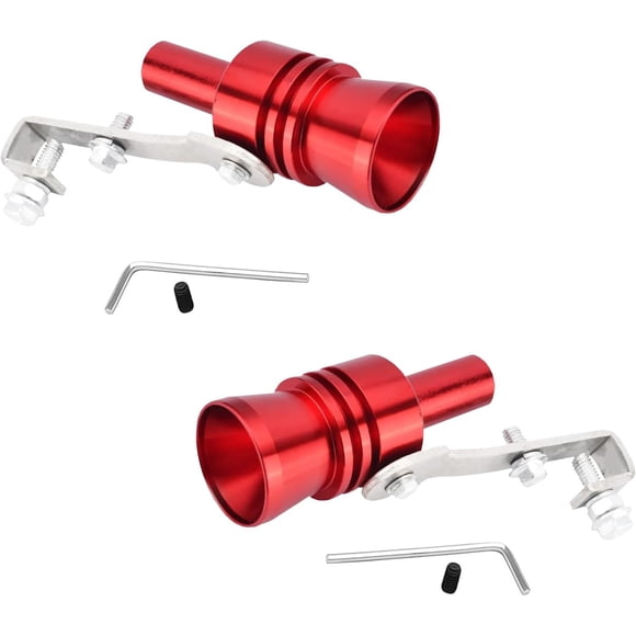 LAICAIW 2 Pcs Simulateur de Sifflet de Son Turbo, 4,05 Pouces x 2,32 Pouces Fabricant de Rugissement de Voiture Sifflet de Tuyau Arrière, Sifflet de Son Turbo Universel en Aluminium Silencieux Booster de Son, Accessoires de Coiffure Automobile (Rouge)
