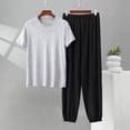 thumbnail image 2 of Cavosen Men's Short Pajama Sets 2 Piece Casual Crewneck Short Sleeve Sleepwear with Jogger Pants Solid Breathable Loungewear Summer Soft Matching Set, 2 of 5
