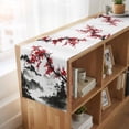 thumbnail image 6 of Chinese Mountain Table Runner, Landscape Painting Red Plum Flowers Washable Cotton Linen Table Runners 70 Inches Long, Dresser Scarf Runner for Dining/Kitchen/Coffee/TV Stands/Cabinets 13''x70'', 6 of 9