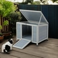 thumbnail image 2 of Pefilos 24" Wooden Indoor Rabbit Hutch and Kitty Shelter Condo Outdoor with Ladder Poultry Cage, Gray, 2 of 7