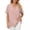 Pink, variant on Notched V Neck Blouses for Women, Back Pleated Roll Short Sleeve Tops for Women, Loose Fit Summer Casual Tops, Textured Work Daily Wear Spring Blouses