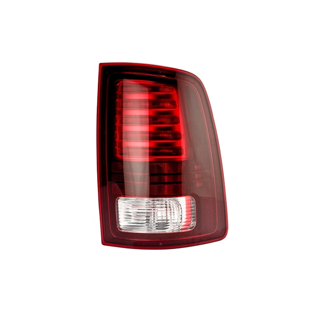 calavera ram 2013 al 2019 dodge derecha/pasajero depo calavera trasera derecha DEPO para Ram 2013–2019 con filo cromado, lente roja y sección de reversa blanca, número de parte 28125-7510113, pieza única, vista frontal centrada sobre fondo blanco.
