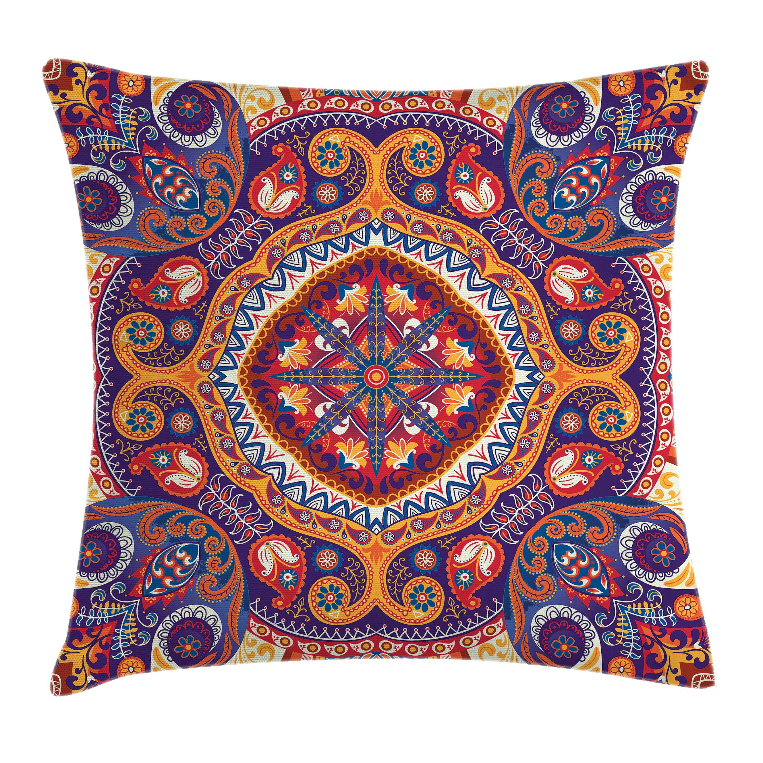 Paisley Decor Throw Pillow Cushion Cover, Arabic Ornamental Rug Pattern ...
