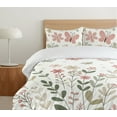 thumbnail image 4 of Ambesonne Pastel Floral Duvet Cover Set, Leafy Butterflies, King, Sage Green Tan Pale Pink, 4 of 4