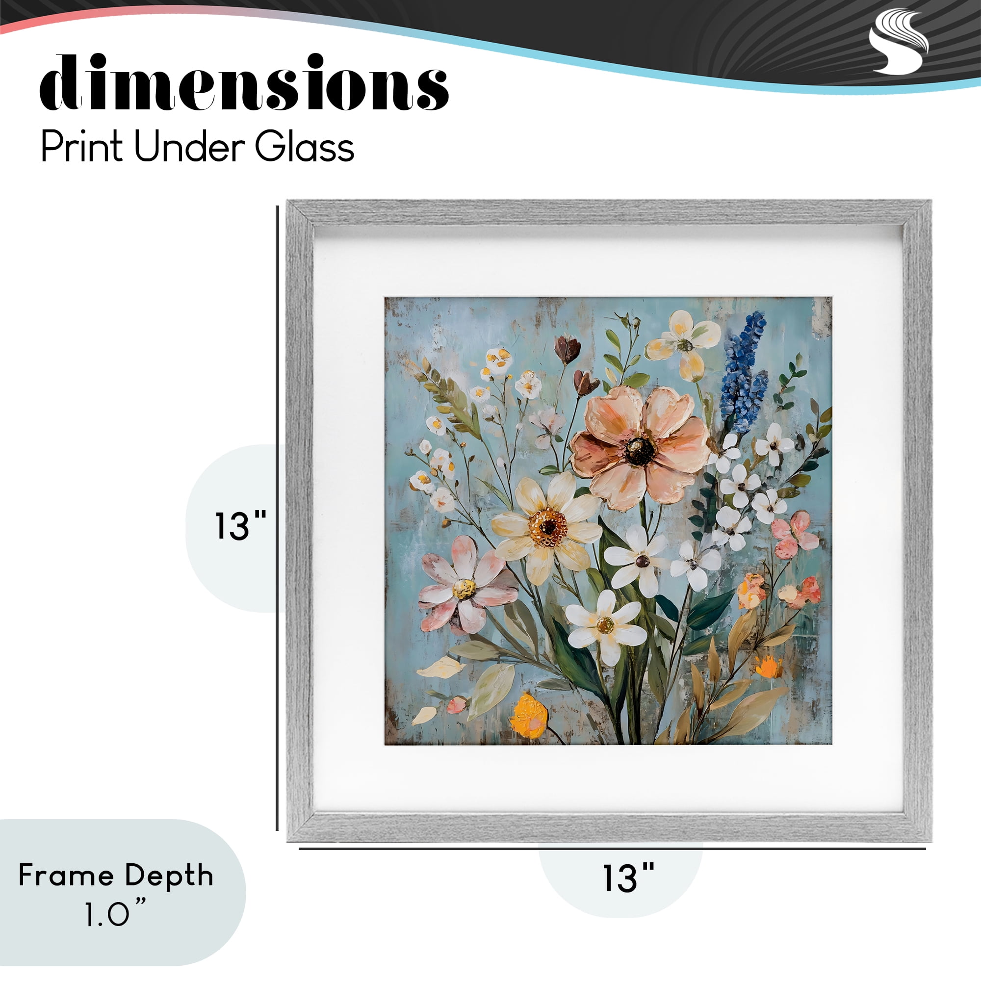 Stupell Industries Wildflower Mix Spring Bouquet Gray Framed Print Under Glass, design by Creative Studio