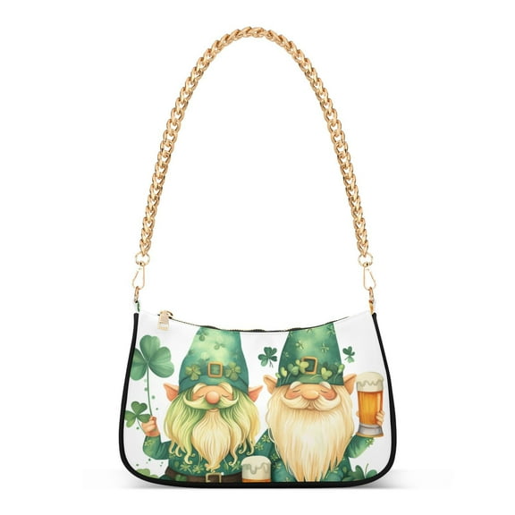 St-patrick's Day Gnomes LeavesWomen Small Shoulder Bag Crossbody Tote Hobo Bags Purse Clutch Handbags with Chain Strap for Women