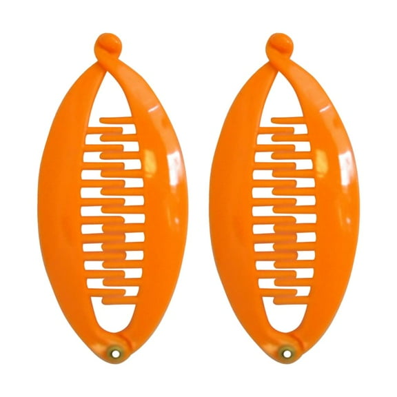 Motique Accessories Set of Two Orange 3.5 inch Mini Banana Clip Hair Clincher Rounded Edge Hair Comb