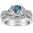 thumbnail image 1 of Bague de Fiançailles Diamant Bleu Traité 1 5/8ct Ensemble Infini Or Blanc 14K Rond, 1 of 4