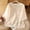 #0240-Khaki, variant on Women's Casual Fashion Solid Color Collar Embroidered Shirt Summer Vintage Loose 3/4 Sleeve Blouse