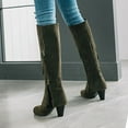 thumbnail image 4 of Fesfesfes Fuzzy Boots for Women Winter High Heel Knee-high Zip Pointed Toe Shoes Fleece Vamp Female US:5.5(36), 4 of 6