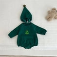 thumbnail image 3 of WIBACKER Baby Christmas Tree Sweatshirt Romper with Lining + Hat, Newborn Girl Boy Outfits Set, 3 of 10