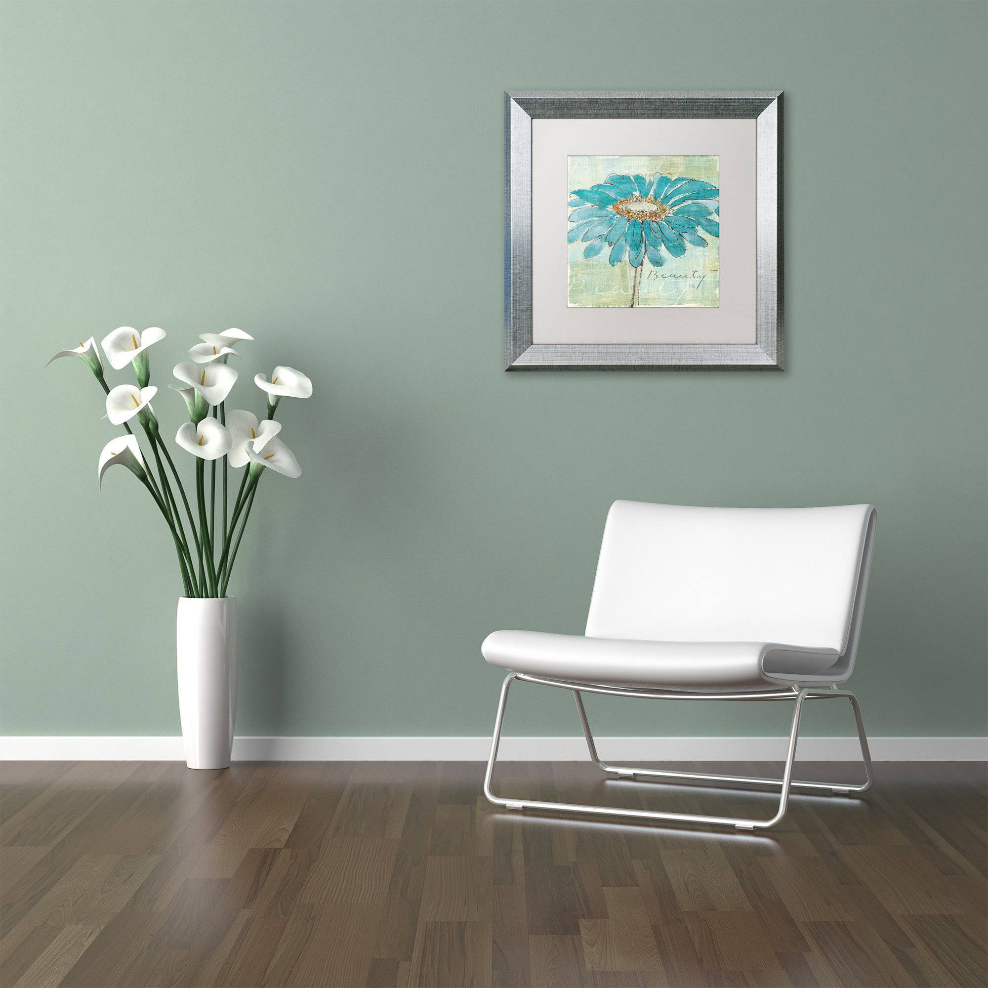 Trademark Fine Art "Spa Daisies I" Canvas Art by Chris Paschke White Matte, Silver Frame