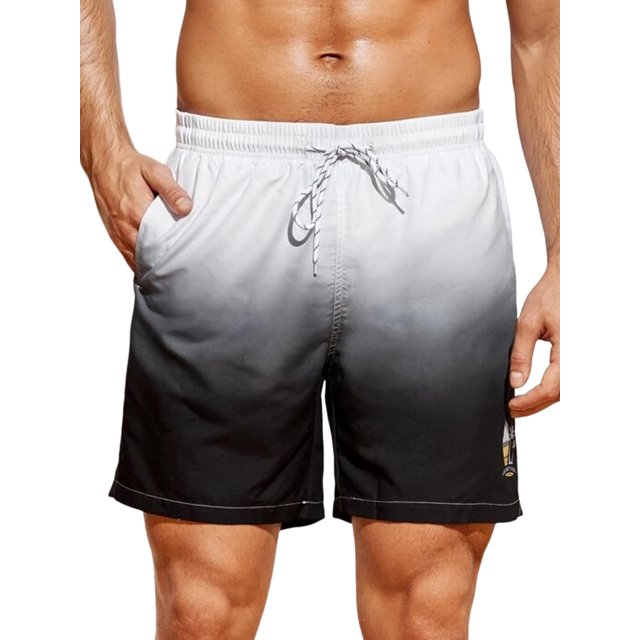 MAWCLOS Bas pour Hommes avec Poches Shorts d'Été Rayés Shorts de Plage Amples Imprimé Floral Style-K L