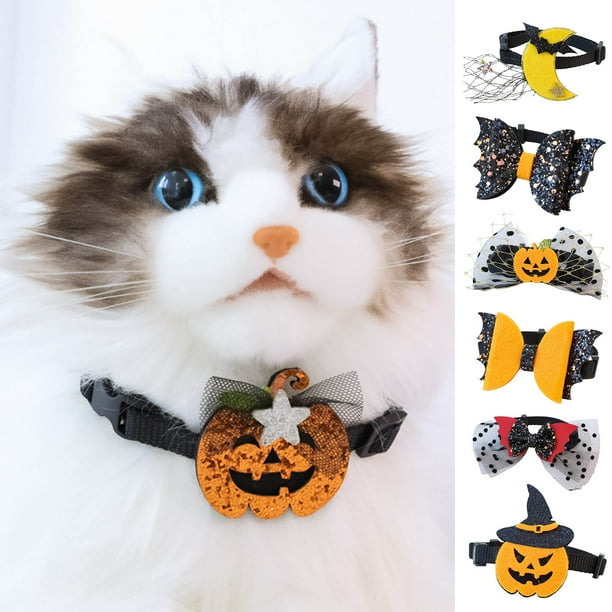 JIMTAB Cat Collar Pumpkin Bat Pattern Pet Cosplay Safe Buckle
