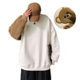 thumbnail image 4 of Jersey de gran tamaño Bloque de color Forma de oso Espalda Felpa Sudadera informal de gran tamaño unisex para mujeres Hombres Blanco L, 4 of 8