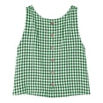 thumbnail image 6 of Womens Plaid Linen Crop Tops Tank Summer Casual Sleeveless Boat Neck Tops Loose Vest Trendy Outfits Green, S, 6 of 7