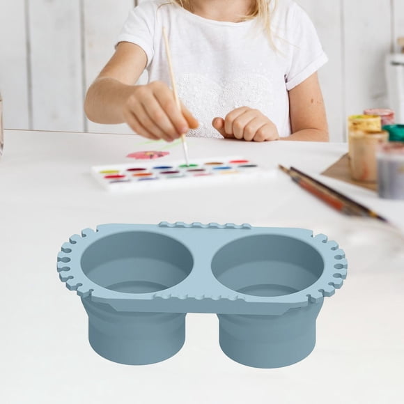 Limpiador de pinceles plegable, lavapinceles, vaso de enjuague de silicona, soporte para pinceles para profesores, aulas, clases en casa, artistas. Azul