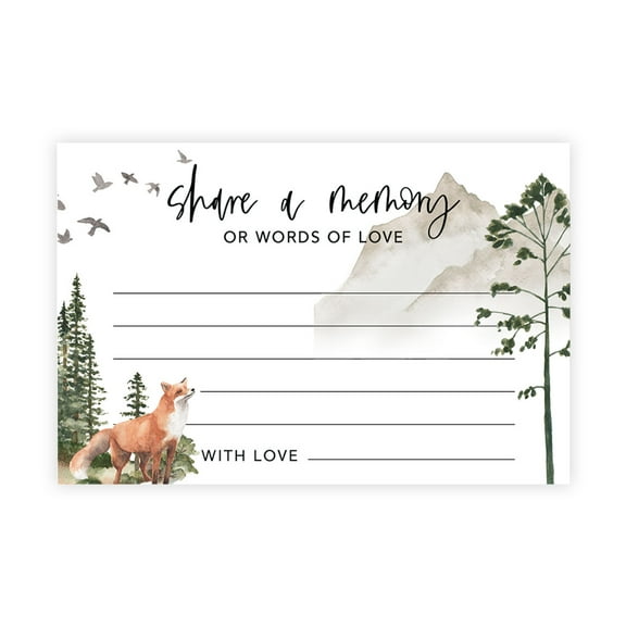 Koyal Wholesale Share a Memory Cards, Woodland Fox Cards for Wedding, Baby Life Memories, 4" x 6", 52-Pk