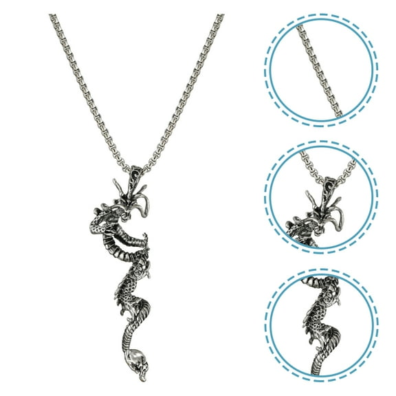 FENGGUIQU Alloy Dragon Necklace for Men Cool and Unique