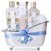 Bath Sets for Women - 8pcs Jasmine Spa Gift Sets for Her, Beauty Body Birthday Mothers Day Gifts for Mom, Gifts Baskets with Body Lotion, Bubble Bath, Essential Oil
