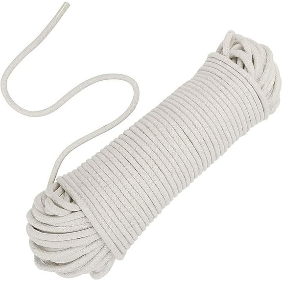 164 ft 1/4 in Natural Cotton Rope - White Solid Clothesline Rope for Laundry Line, DIY Crafts, Art Projects, Garden Decor