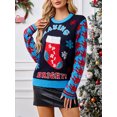 thumbnail image 1 of Suéteres navideños para mujer, manga larga, cuello redondo, medias bordadas, suéteres sueltos, tops de punto, 1 of 1