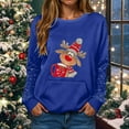 thumbnail image 4 of Kaprioy Christmas Sweatshirts For Women Xmas Cute Elk Fall Fashion Wimter Clothes Crewneck Graphic Pullover Long Sleeve Tops Blue, XXL, 4 of 7