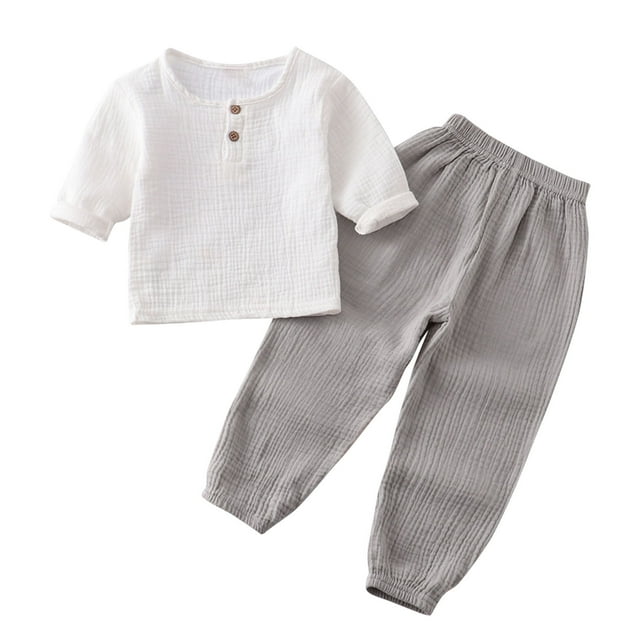 Birdeem Chemises pour Filles Mode Filles et Garçons Hauts Décontractés à Manches Longues Col Rond Ensemble Pantalon Long Uni