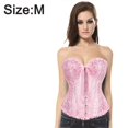 thumbnail image 2 of Women's Lace Up Boned Overbust Bustier Lingerie Bodyshaper Top Princess -pink Pink-xs, 2 of 5