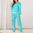 thumbnail image 2 of Yiaed Turquoise Wooden Print Pajamas Women's Long Sleeve Sleepwear Soft Button Down Loungewear Pjs Lounge Set Nightwear Womens Pajama Pants-Medium, 2 of 7